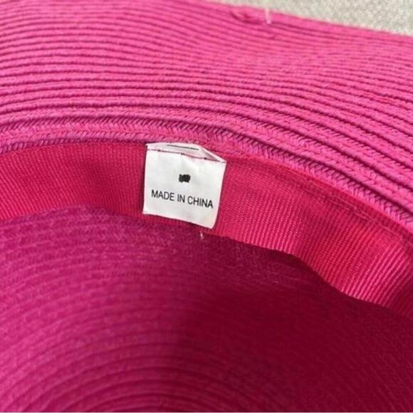 Pink Beachy Straw Floppy Hat Coastal Grandma Spring Beaded - Picture 6 of 6